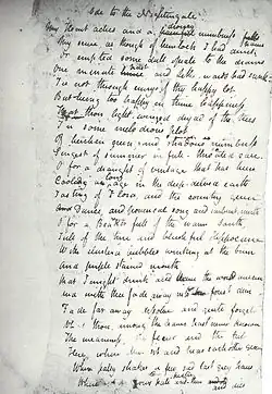 texte manuscrit de l'ode.