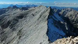 Vue de l'Ödkarspitze depuis la Birkkarspitze.