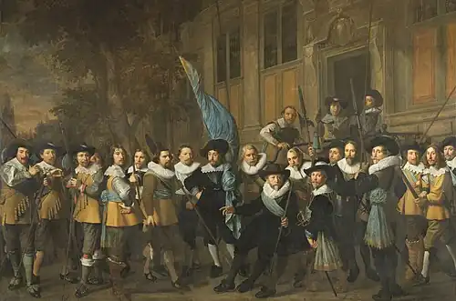 Nicolaes Eliasz. Pickenoy, Officiers et autres gardes civiques du IVe district d'Amsterdam, sous le commandement du capitaine Jan Claesz van Vlooswijck et du lieutenant Gerrit Hudde (1642).