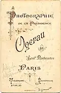 Verso des cartons de Charles Ogerau vers 1890.