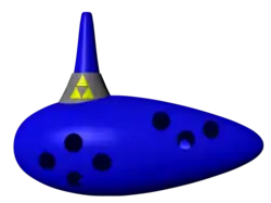 Photo d'un ocarina bleu