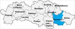 Localisation du district de Humenné dans la région de Prešov (carte interactive)