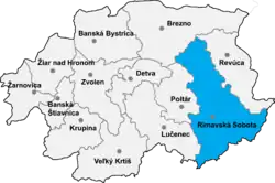 Localisation du district de Rimavská Sobota dans la région de Banská Bystrica (Carte interactive)