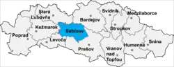 Localisation du district de Sabinov dans la région de Prešov (carte interactive)