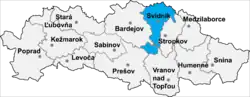 Localisation du district de Svidník dans la région de Prešov (carte interactive)
