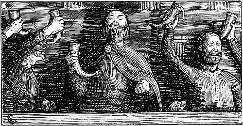 Aux funérailles de Harald à la dent bleue, le jarl Sigvaldi prête serment en mémoire de son père de se rendre en Norvège et de tuer le jarl Håkon.