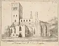 Église en ruines en 1825, gravure de Carl Siegmund Walter&nbsp;(et) (1783-1866).