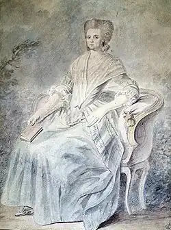 Anonyme, portrait d'Olympe de Gouges.Mine de plomb et aquarelle, XVIIIe siècle. Musée du Louvre.
