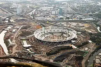 Le Stade Olympique sous construction à Statford