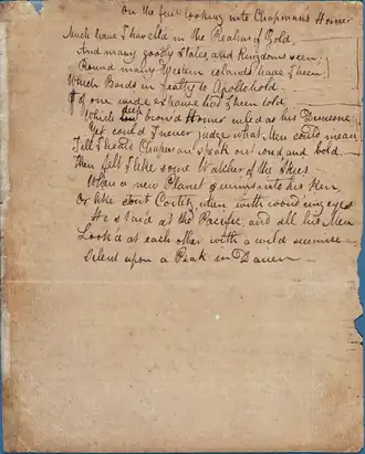 Facsimilé de manuscrit à l'encre brune