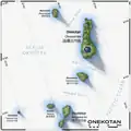 Carte topographique du groupe d'îles autour d'Onekotan