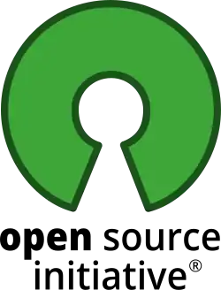 Logo de l’Open Source Initiative : un disque vert dont on a enlevé une part en bas et un petit disque au centre