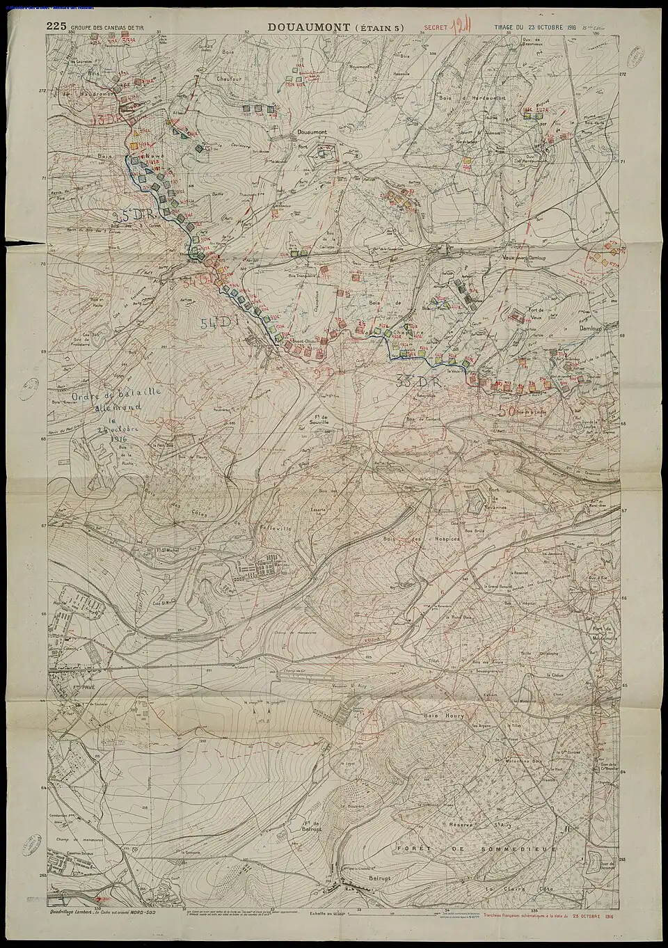 Positions et ordre de bataille allemand au 24 octobre 1916 (secteur Douaumont Vaux).