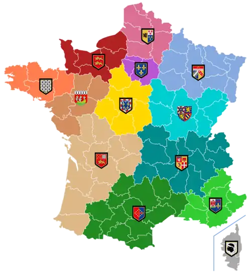 Carte de l'organisation de la Gendarmerie Nationale depuis 2016 avec libellés