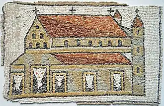 Mosaïque byzantine : basilique avec tours (Ve&nbsp;siècle)