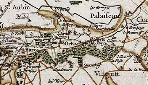 Carte du XVIIe siècle montrant la région d’Orsay.