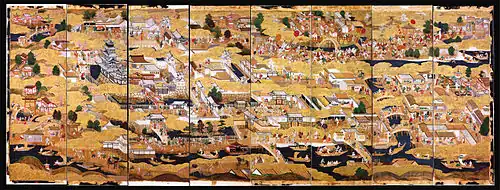 Byōbu représentant la ville d'Ōsaka autour de 1610.