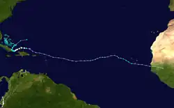 Trajectoire de l'ouragan.