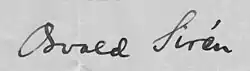 signature d'Osvald Sirén