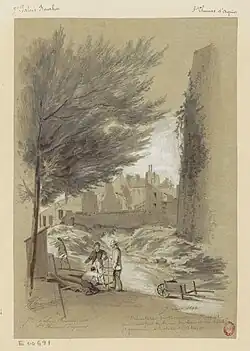 Le percement au niveau de la rue du bac (dessin de Jules-Adolphe Chauvet, 1892).