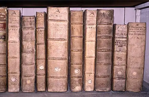 Dos d'ouvrages anciens reliés en peau.