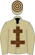 Beige, Croix de Lorraine marron, toque cerclée beige et marron