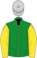 Green, yellow sleeves, light grey cap