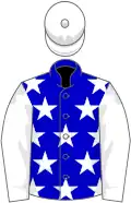 Blue, white stars, white sleeves, white cap