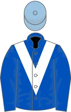 Royal blue, white chevron, light blue cap