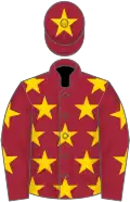 Maroon, yellow stars, yellow star on cap