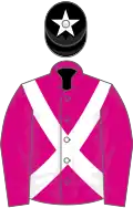 Cerise, white cross belts, black cap, white star