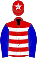 Cerclé rouge et blanc, manches bleues, toque rouge une étoile blanche