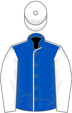 Bleu roy, épaulettes, manches et toque blanches