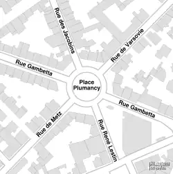 Plan schématisé de la place Plumancy.