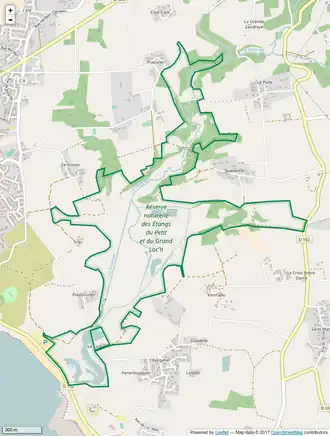 Carte de la réserve naturelle des étangs du Petit et du Grand Loc'h.