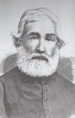 Gravure en noir et blanc d'un ecclésiastique en buste, à barbe blanche