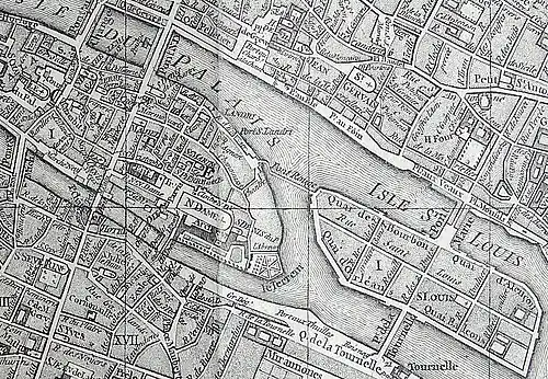 Le pont Rouge sur le plan de Vaugondy (1760).
