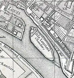 Île Louviers sur le plan de Vaugondy (1760).