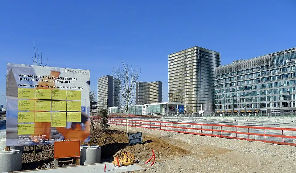 Travaux d'aménagement dans le cadre de l'opération Paris Rive Gauche.