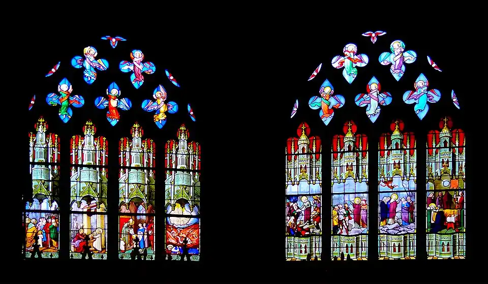 Vitraux de la chapelle Sainte-Geneviève de l'église Saint-Étienne-du-Mont, Paris.