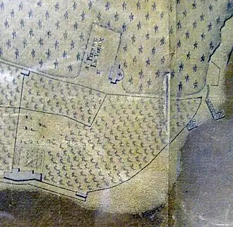 Vestiges du pont romain (à droite de l'image) à Trinquetaille sur un plan de 1743.
