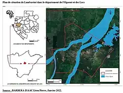 Plan de situation de Lambaréné dans le département de l'Ogooué et des Lacs