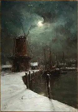 Moulin sous la lumière de la lune..