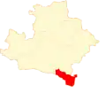 Position de la ville sur la carte du powiat.