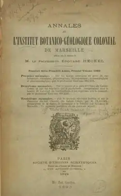 Annales de l'institut botanico-géologique colonial de Marseille, 1893