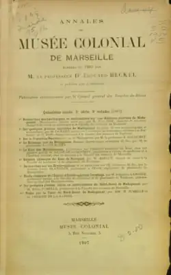 Annales du musée colonial de Marseille, 1907