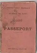 Page de garde d'un passeport tunisien de 1951.