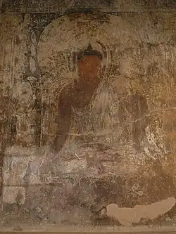 Image du Buddha peinte sur le mur intérieur du déambulatoire