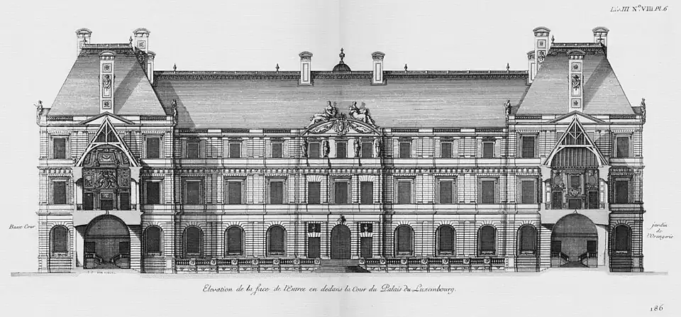 Élévation de la façade sur cour