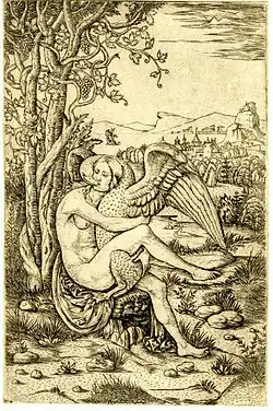 Léda et le cygne, gravure.